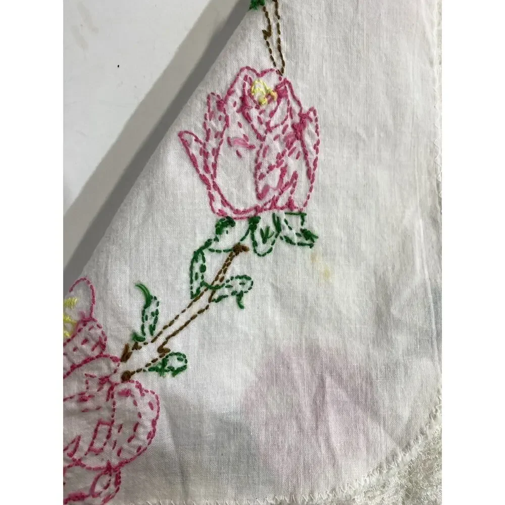 Vtg Hand Embroidered Table Runner Dresser Scarves 12